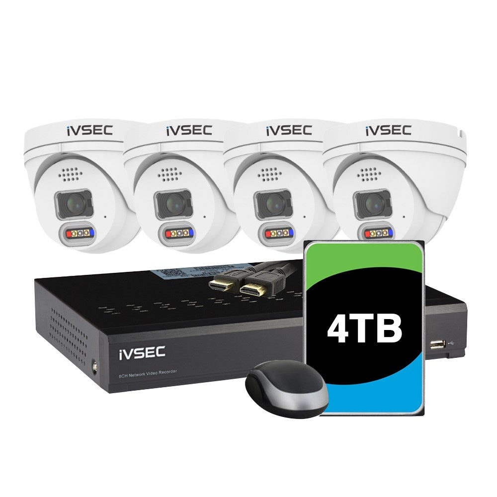IVSEC Kit 4 x NC323ADX 8MP IP Cam with Adv Det NR308XD-4TB 8 x PoE NVR 4K IVS