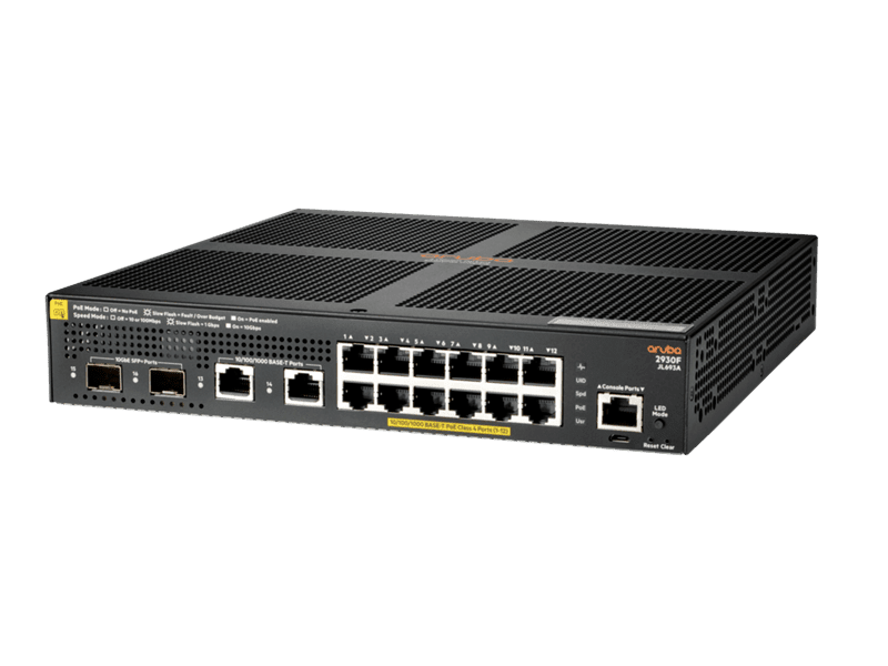 HPE Aruba 2930F 12G PoE+ 2G/2SFP+ Switch