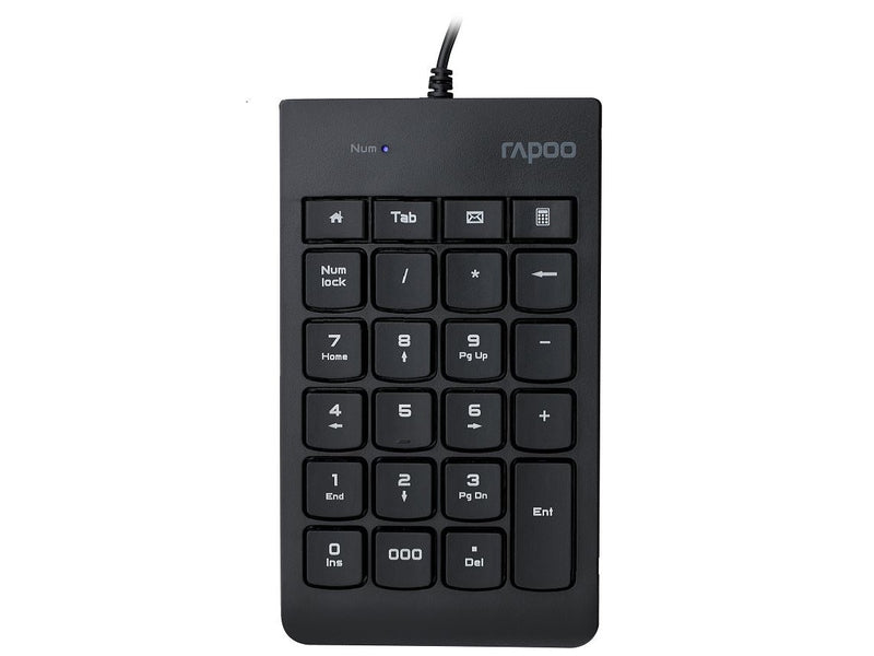 RAPOO K10 Wired Numeric NumberPad Keyboard - Spill Resistant Design, Laser Carved Keycap, Spill-Resistant Design