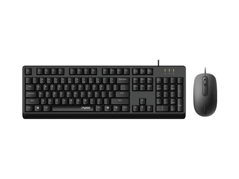RAPOO X130pro - Wired Keyboard and Mice Combo Black with Spill Resistant / 1000dpi Optical Business and Office choice. Full Size with Numpad.