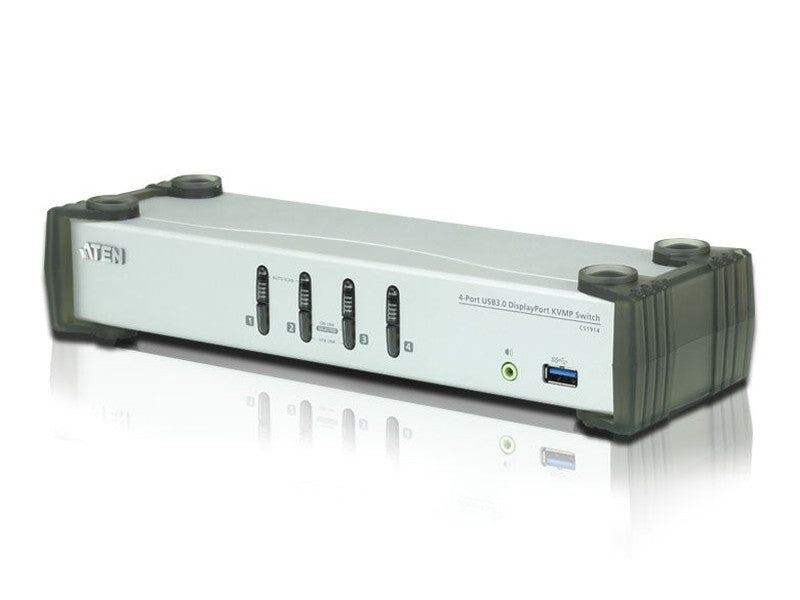 Aten Desktop KVMP Switch 4 Port Single Display DisplayPort w/ audio, Cables Included, 2x USB Port