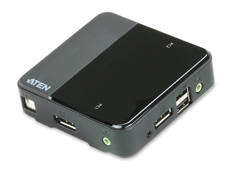 Aten Slim KVM Switch 2 Port Single Display DisplayPort w/ audio, Cables Included