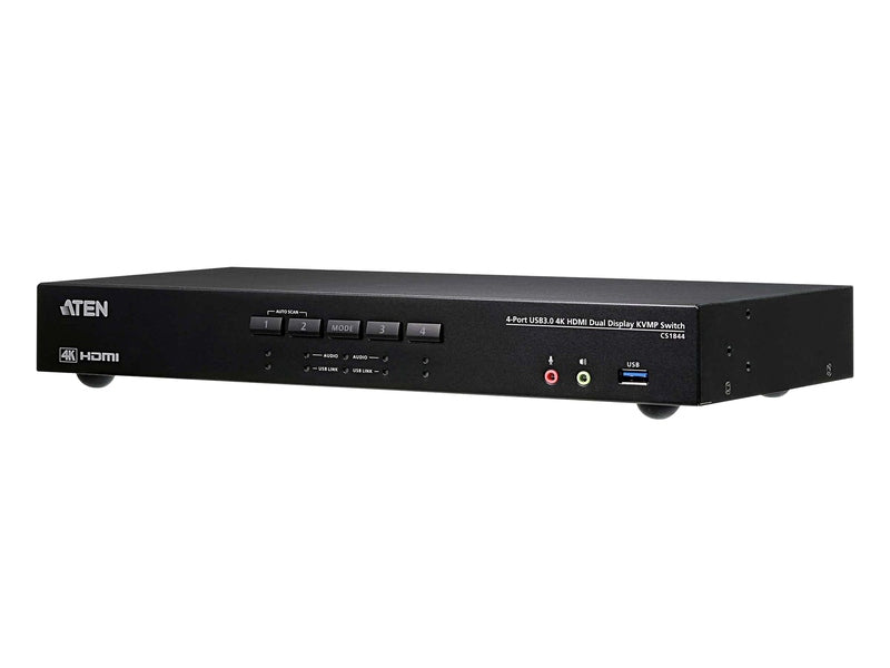 Aten Desktop KVMP Switch 4 Port Dual Display 4k HDMI w/ audio, Cables Included, 2x USB Port