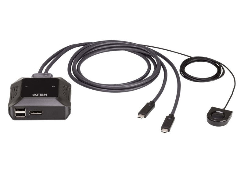 Aten 2-Port 4K DisplayPort USB-C Cable KVM Switch with Remote Port Selector