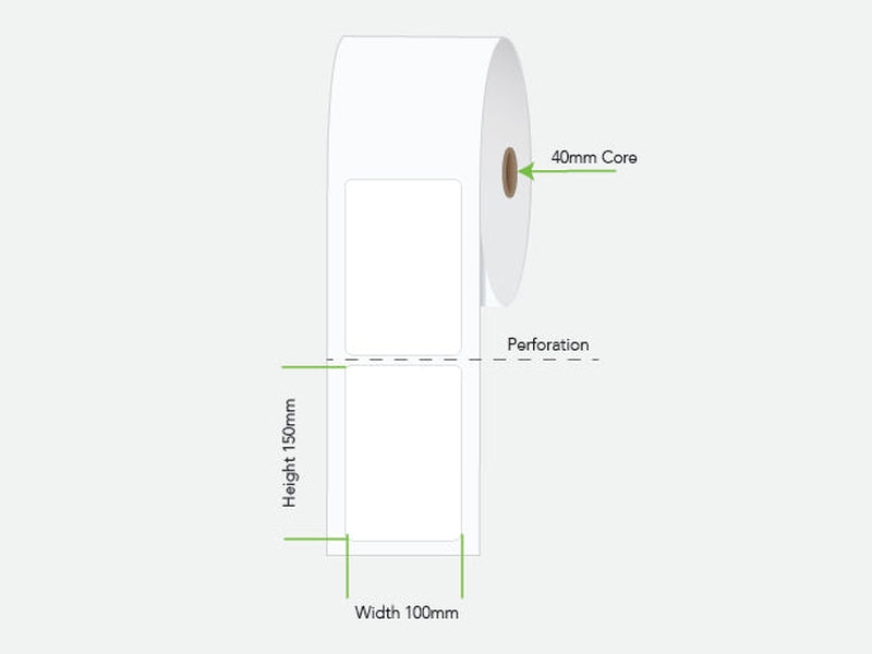 LA100150IP1AC40MM250 Calibor 100X150 Label Inkjet Poly Permanent 250/R - minimum order 6 rolls