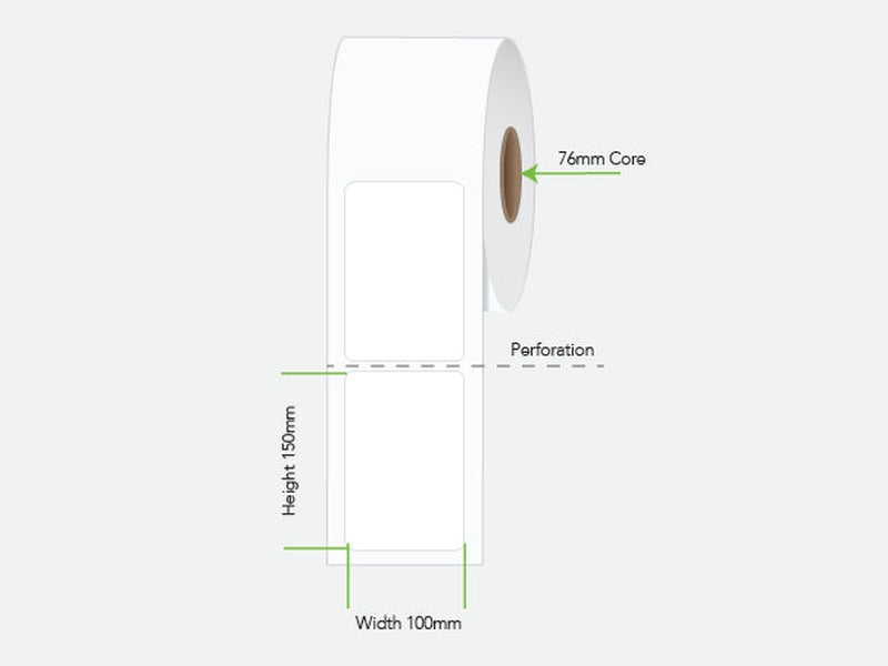 LA100150IP1AC76MM300 Calibor 100X150 Label Inkjet Perm 300/R 76MM - Minimum order 6 rolls
