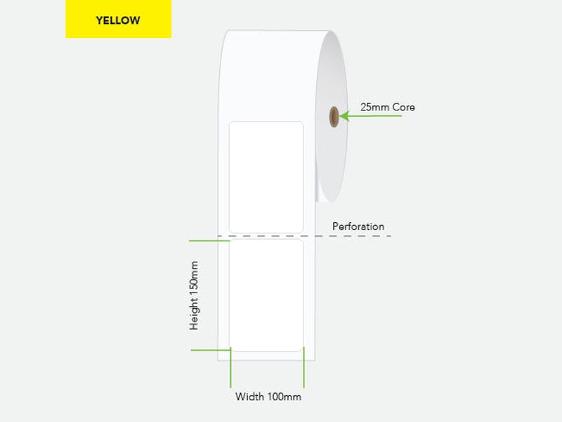 LA100150TP1AC25MMY Calibor 100X150 Label Therm Perm 400/R - Yellow