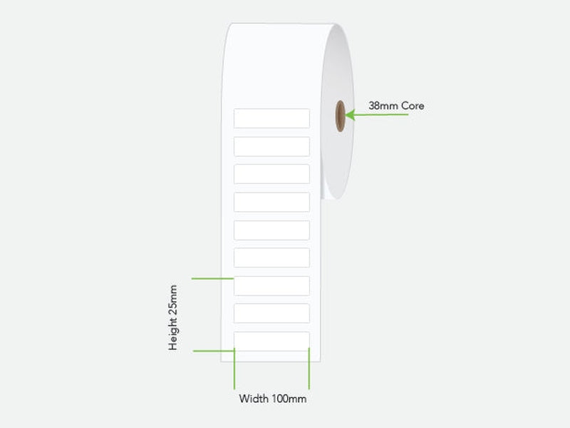 LA10025TP1AC38MM Calibor 100X25 Label Thermal Perm 2000/R - Minimum order 6 rolls