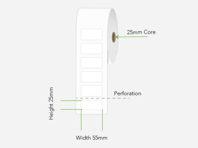LA5525TP1AC25MM Calibor 55X25 Label Thermal Perm2000/R - Minimum order 6 rolls