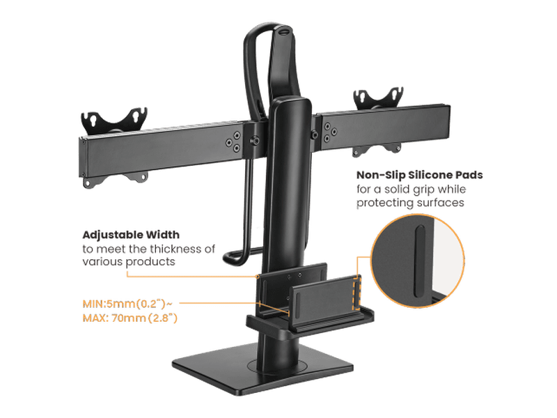 Brateck Dual Screens Vertical Lift Monitor Stand With Thin Client CPU Mount Fit Most 17"-27" Monitor Up to 6kg per screen VESA 100x100,75x75