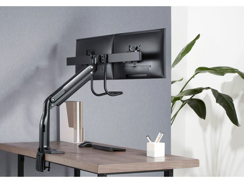 Brateck Dual Monitors Select Gas Spring Aluminum Monitor Arm Fit Most 17‘-35’ Monitors Up to 10kg per screen VESA 75x75/100x100