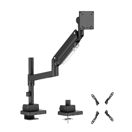 Brateck LDT80-C012P Super Heavy-Duty Pole-Mounted Gas Spring Monitor Arm Matte Black
