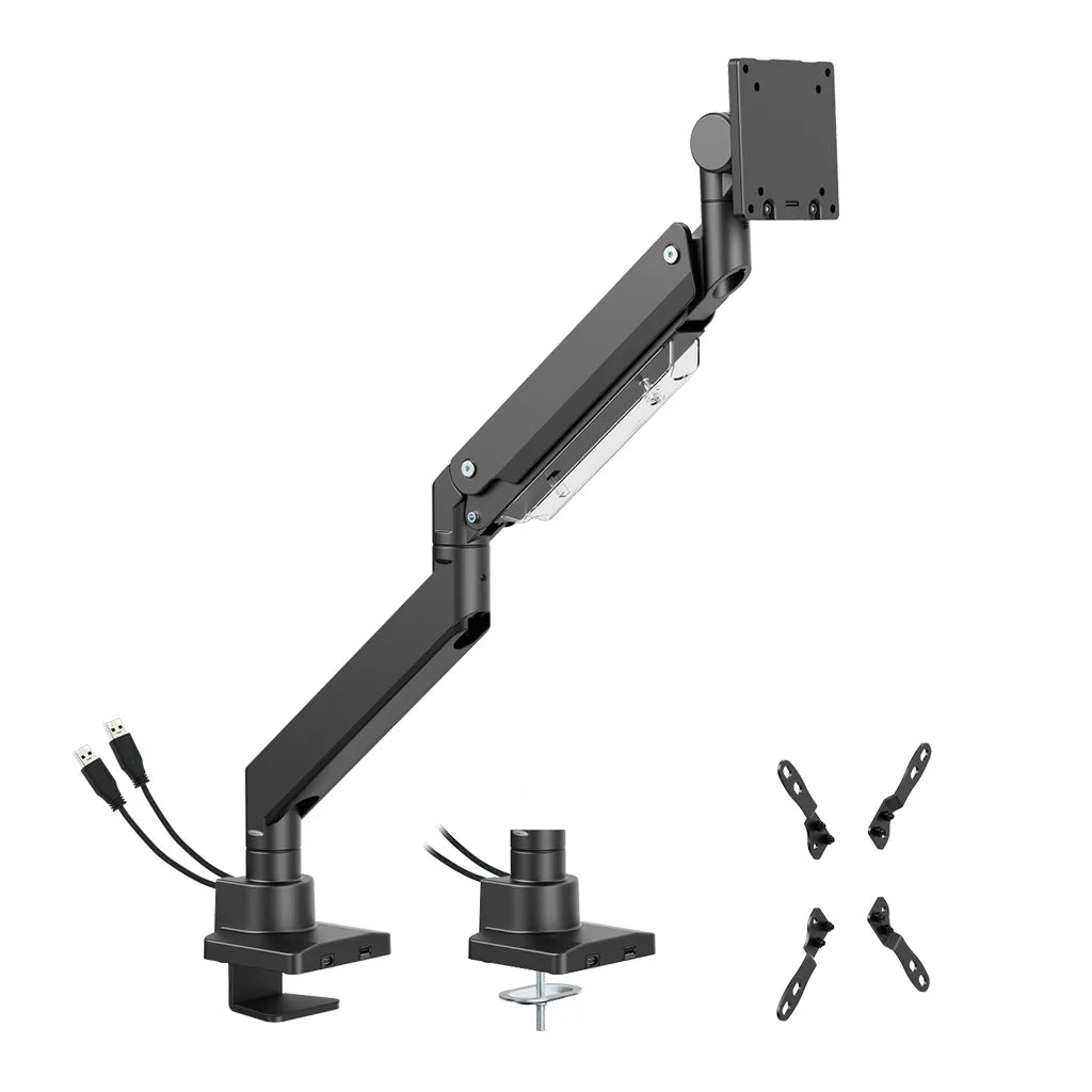 Brateck LDT80-C012UC Super Heavy-Duty Gas Spring Monitor Arm Mount with USB Ports