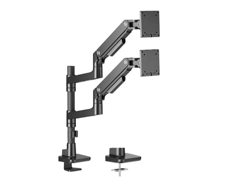 Brateck LDT81-C024P-B Noteworthy Pole-Mounted Heavy-Duty Gas Spring Dual Monitor Arm