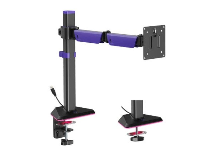 Brateck LDT89-C012L Articulating RGB Lighting Gaming Monitor Arm Matte Black