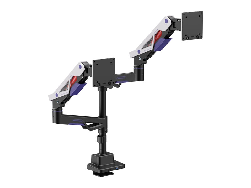 Brateck LDT95-C024UCP Atlas Neo Gaming Pole-Mounted Dual Monitor Arm with USB-A & USB-C Ports For most 24"~57" Monitors, Matte Black & White New