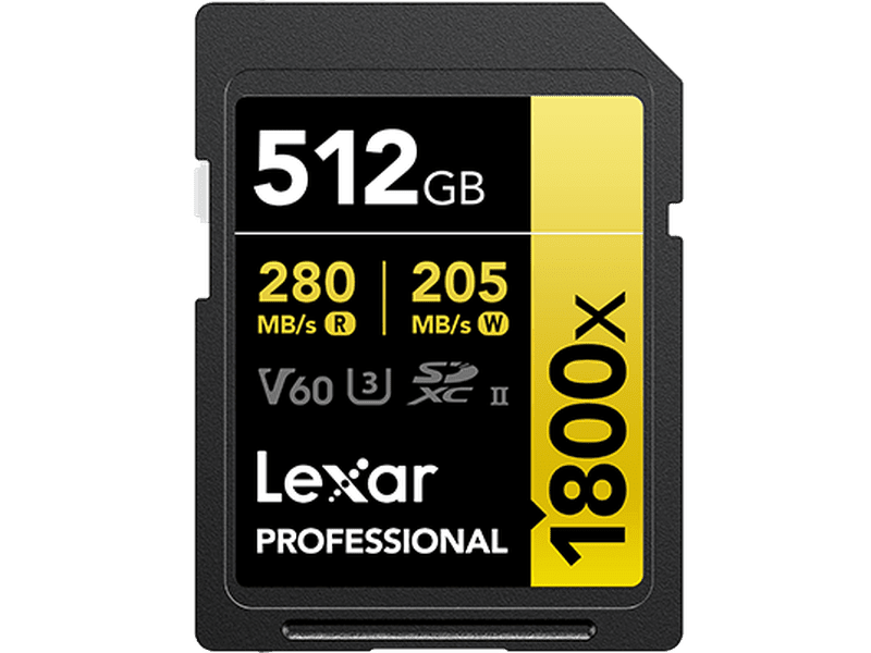 Lexar Professional 1800x 512G SDXC™ UHS-II Card GOLD