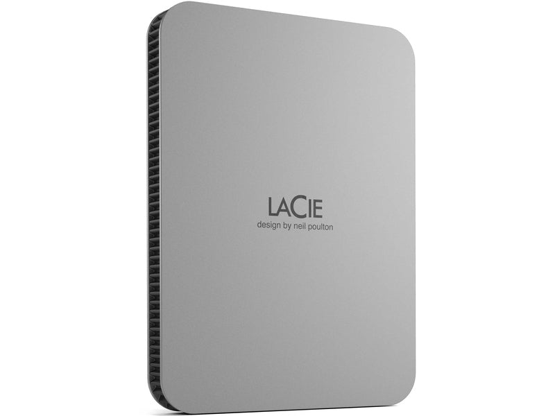 Lacie Mobile Drive V2 External Portable 2TB USB-C Moon Silver 3Yr