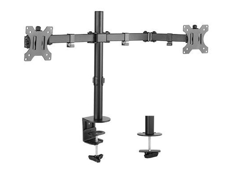 Brateck Dual Screens Economical Double Joint Articulating Steel Monitor Arm Fit Most 13’’-32’’ Monitors Up to 8kg per screen VESA 75x75/100x10