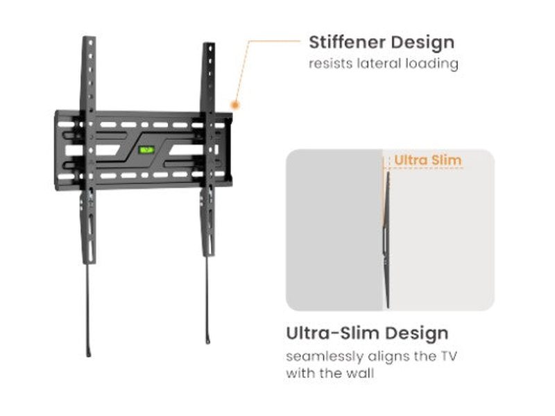Brateck KL38-44F Large-Screen Compact Fixed TV Wall Mount Fit Screen Size: 32"-75" Up to 75kg, Fit Curved TV, 24x438x425mm