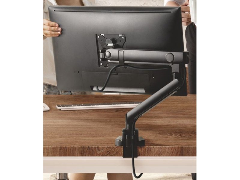 Brateck Single Monitor Aluminium Slim Mechanical Spring Monitor Arm Fit Most 17"-32" Monitor Up to 8kg per screen VESA 75x75/100x100