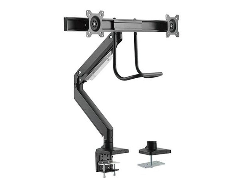 Brateck Dual Monitors Aluminum Heavy-Duty Gas Spring Monitor Arm with Handle Fit Most 17‘-32’ Monitors Up to 8kg per screen VESA 75x75/100x100