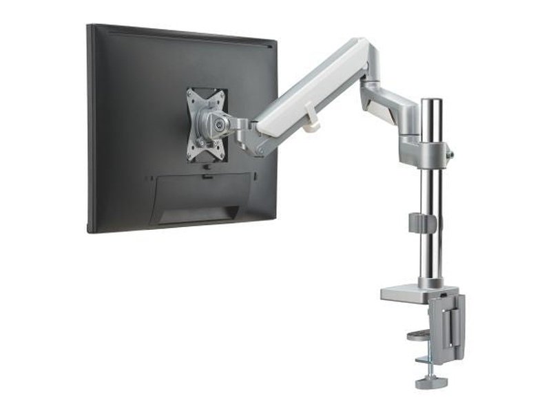 Brateck Single Monitor Pole-Mounted Epic Gas Spring Aluminum Arm Fit Most 17"-32" Monitors, Up to 9kg per screen VESA 75x75/100x100 Space Grey