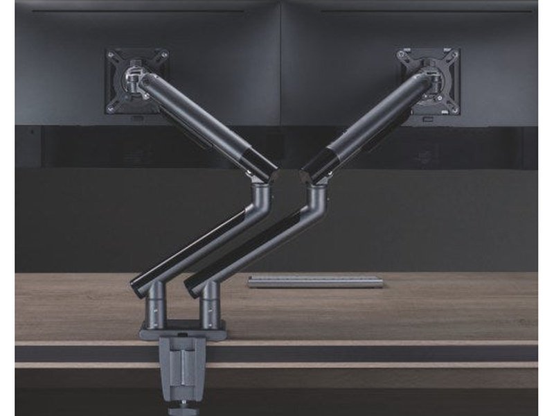 Brateck Dual Monitor Premium Slim Aluminum Spring-Assisted Monitor Arm Fix Most 17"-32" Monitor Up to 9kg per screen VESA 75x75/100x100 Space Grey