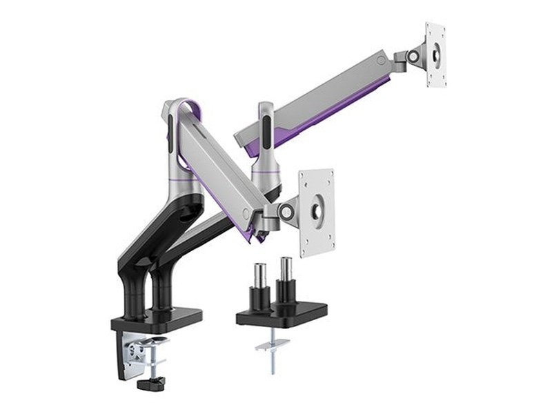 Brateck Dual Monitor Premium Aluminium Spring-Assisted Monitor Arm Fit Most 17"-32" Flat Panel and Curved Monitors Up to 9kg per screen Sliver