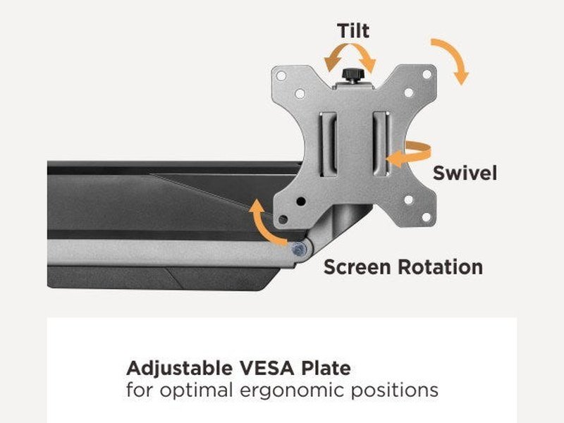 Brateck Dual Monitor Economy Heavy-Duty Gas Spring Monitor Arm with USD 3.0 Ports Fit Most 17"-35" Up to 15kg