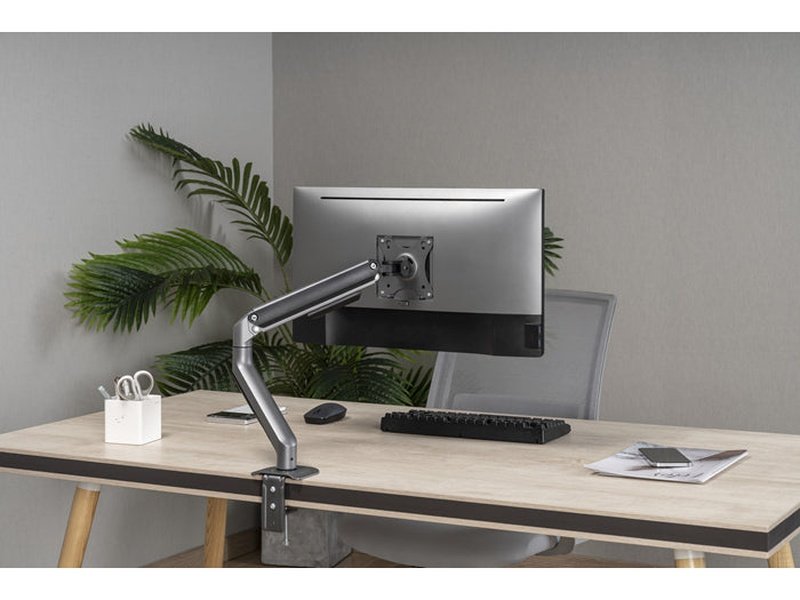Brateck Single Monitor Economical Spring-Assisted Monitor Arm Fit Most 17"-32" Monitors, Up to 9kg per screen VESA 75x75/100x100 Space Grey