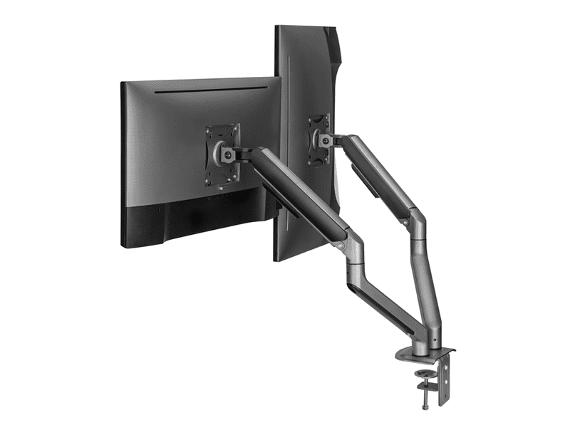 Brateck Dual Monitor Economical Spring-Assisted Monitor Arm Fit Most 17"-32" Monitors, Up to 9kg per screen VESA 75x75/100x100 Space Grey