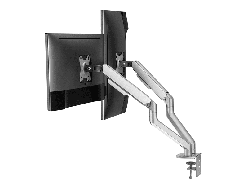Brateck Dual Monitor Economical Spring-Assisted Monitor Arm Fit Most 17"-32" Monitors, Up to 9kg per screen VESA 75x75/100x100 Matte Grey