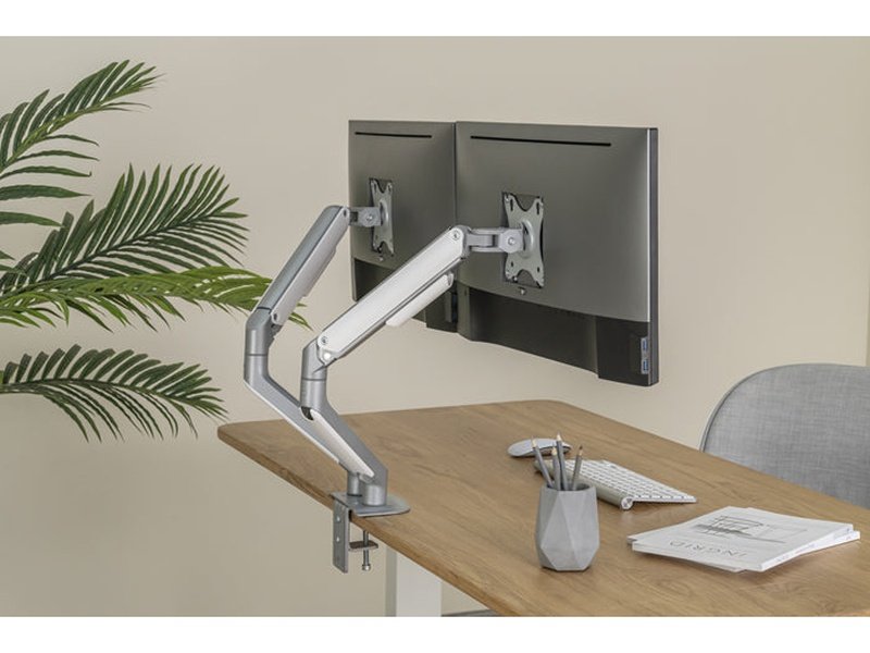 Brateck Dual Monitor Economical Spring-Assisted Monitor Arm Fit Most 17"-32" Monitors, Up to 9kg per screen VESA 75x75/100x100 Matte Grey