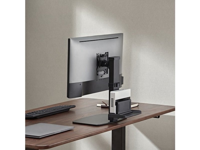 Brateck Vertical Lift Monitor Stand With Thin Client CPU Mount Fit Most 17"-32" Monitor Up to 8KG VESA 75x75,100x100 Black