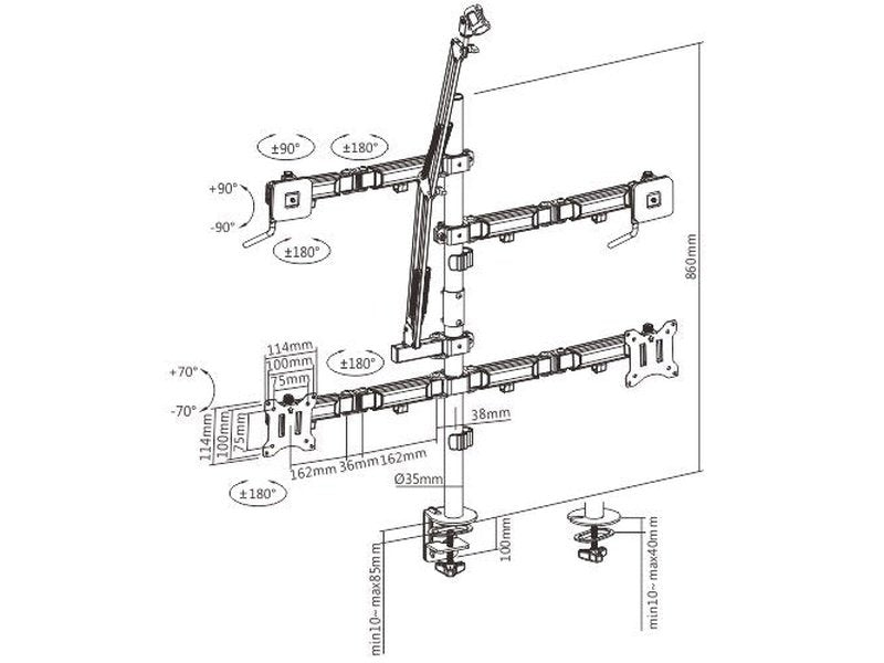 Brateck Dual-Monitor All-in-One Studio Setup Desktop Mount Fit17"-32" Up to 9kg