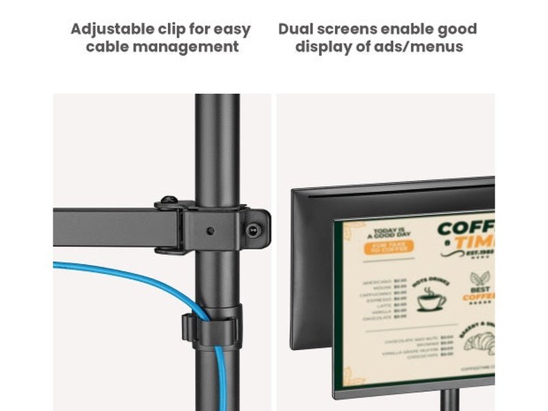 Brateck POS Mounting Solution For Dual Screens with keyboard tray