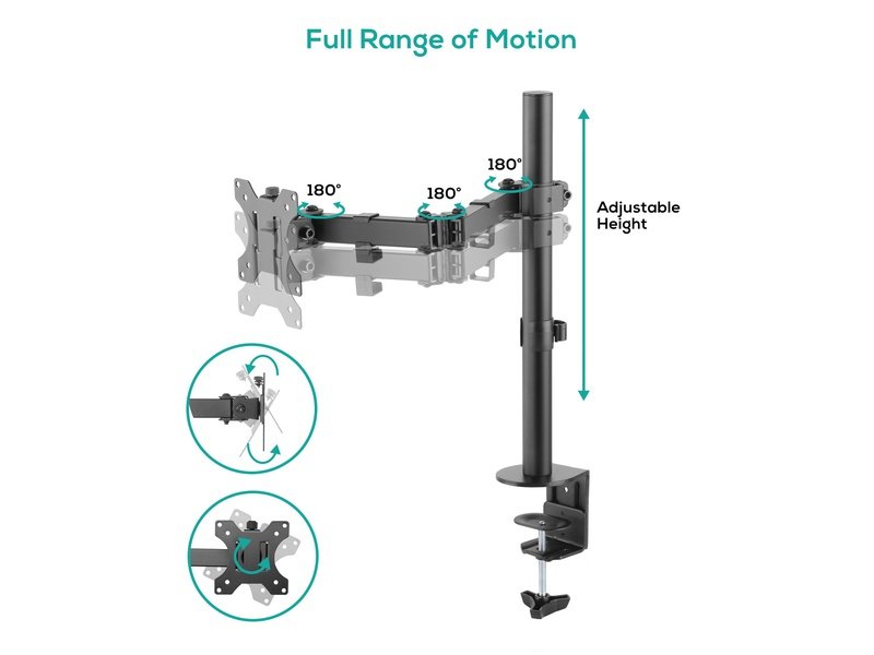 mbeat® activiva ErgoLife Single Monitor Screen Double Joint Monitor Arm