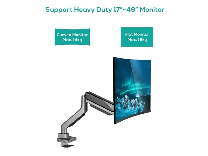 mbeat® Activiva Heavy Duty Single Monitor Screen Gas Spring Monitor Arm ACA-HMA-SGS01Y