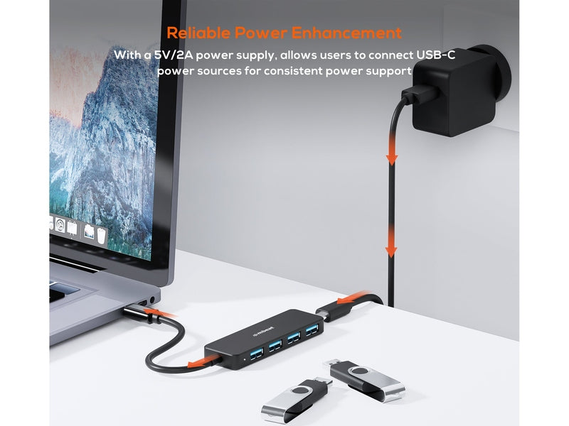 mbeat 4-Port USB-C Hub with USB-C DC Port