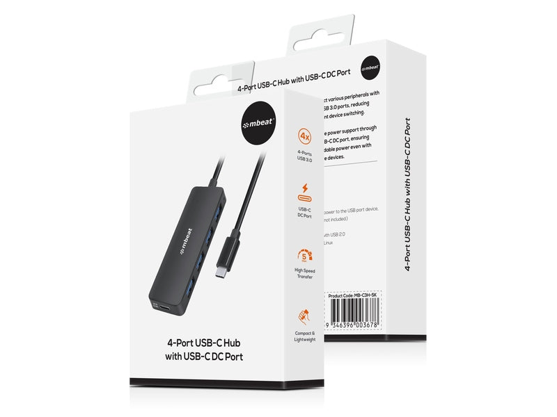 mbeat 4-Port USB-C Hub with USB-C DC Port