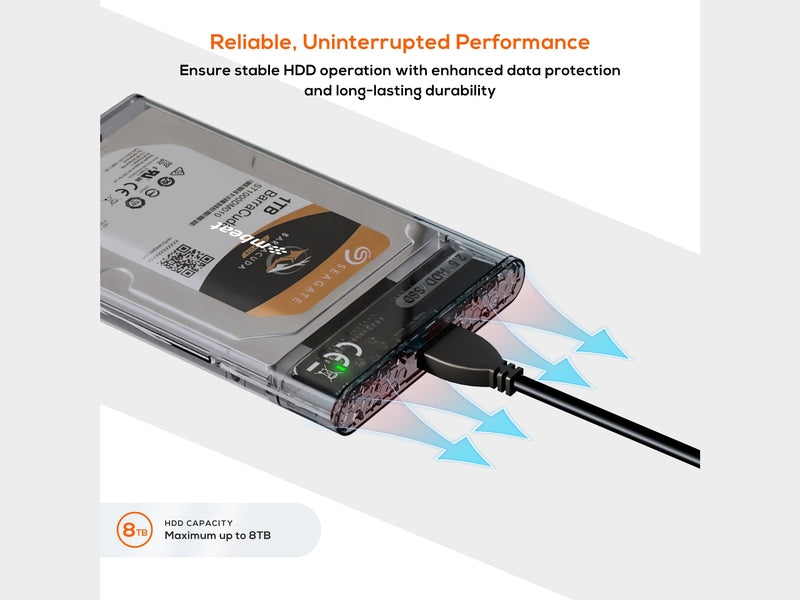mbeat A1 See-Through Tool Free USB 3.0 2.5" SATA HDD Enclosure - Black