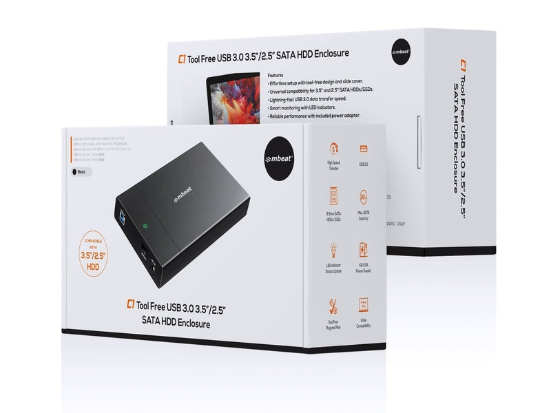 mBeat C1 Tool-Free USB 3.0 3.5" & 2.5" SATA HDD Enclosure Black