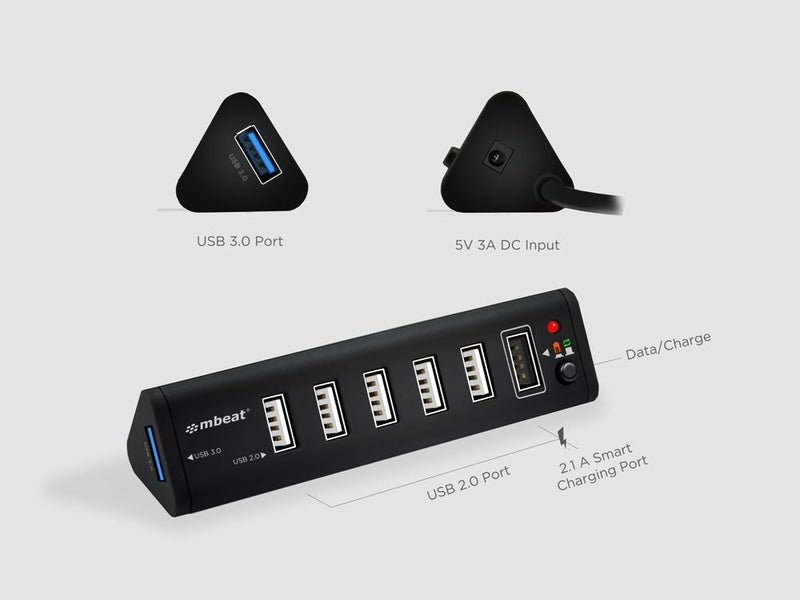 mBeat 7-Port USB 3.0 & USB 2.0 Hub with 2.1A Smart Charging Function