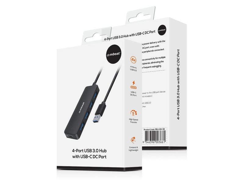 mBeat 4-Port USB 3.0 Hub with USB-C DC Port
