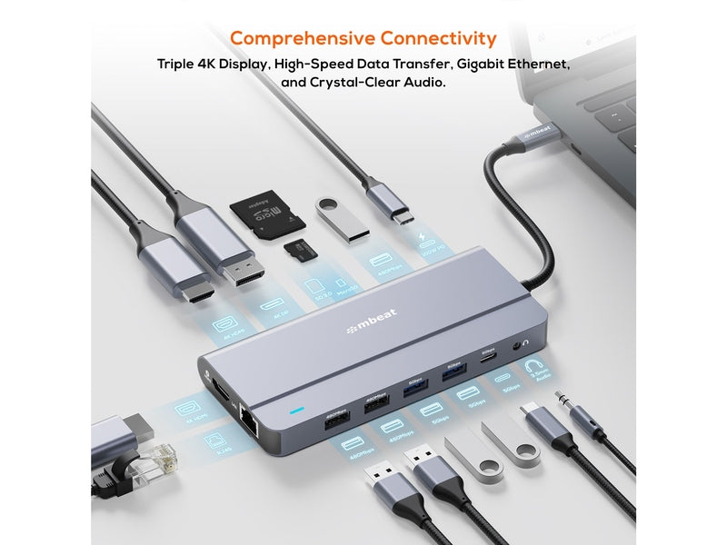 mbeat Elite X14 Triple 4K Display Multi-Port USB-C Hub MB-UCD-X14