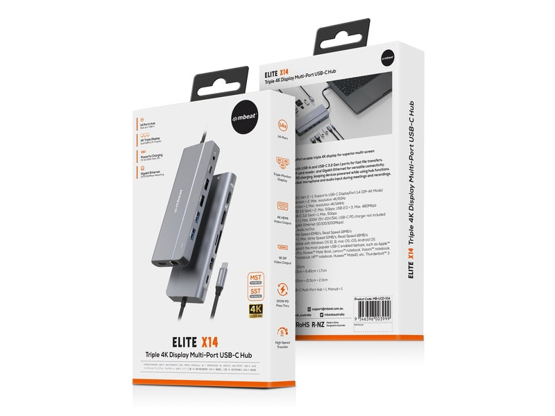 mbeat Elite X14 Triple 4K Display Multi-Port USB-C Hub MB-UCD-X14