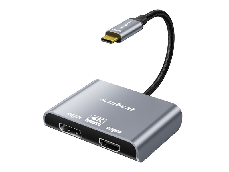 mbeat Tough Link USB-C to DP&HDMI Dual 4K/60Hz MST Adapter - Space Grey