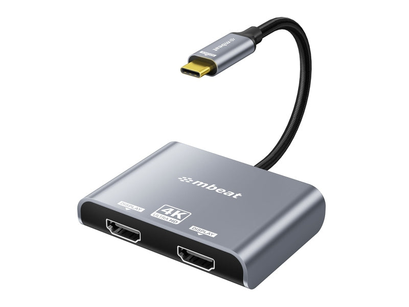 mbeat Tough Link USB-C to Dual 4K/60Hz HDMI MST Adapter - Space Grey