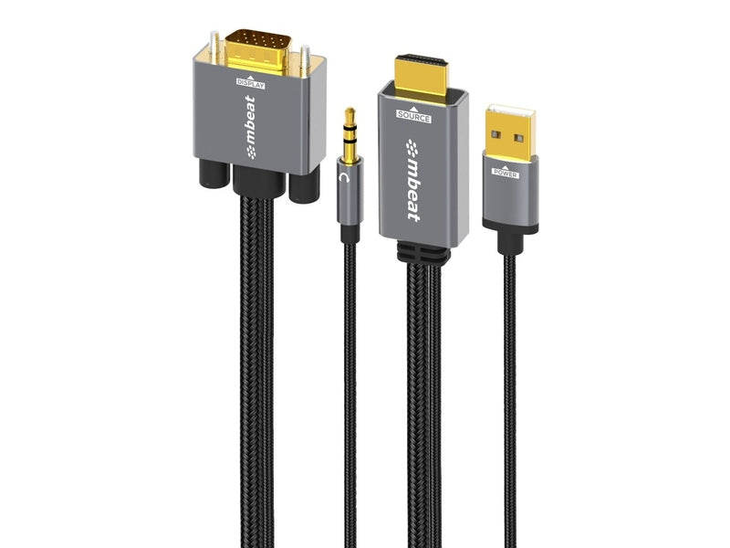 mBeat Tough Link 1.8m HDMI to VGA Cable with USB